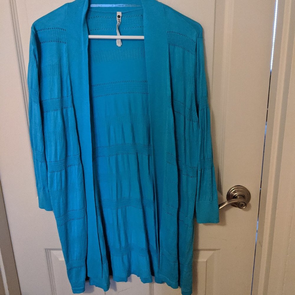 Textured Open Cotton Blend Cardigan